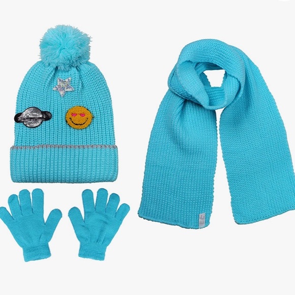 turquoise hat scarf and gloves set
